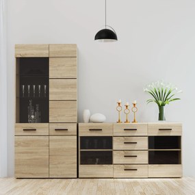 ΜΠΟΥΦΕΣ SOLO 150X41X82CM SONOMA ΜΕ WENGE ΚΑΙ MDF ΚΑΜΠΥΛΩΤΟ ΤΕΛΕΙΩΜΑ ΣΤΙΣ ΠΟΡΤΕΣ