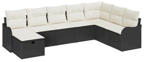vidaXL Set Κάθισμα Κήπου 8 Τμχ με Μαξιλάρια Μαύρο Πολυ Ρατάν