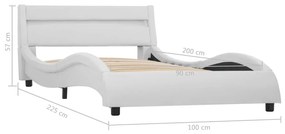 Πλαίσιο Κρεβατιού με LED Λευκό 90 x 200 εκ. Συνθετικό Δέρμα - Λευκό