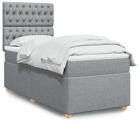 ΚΡΕΒΑΤΙ BOXSPRING ΜΕ ΣΤΡΩΜΑ ΑΝΟΙΧΤΟ ΓΚΡΙ 90X190 ΕΚ. ΥΦΑΣΜΑΤΙΝΟ 3291142