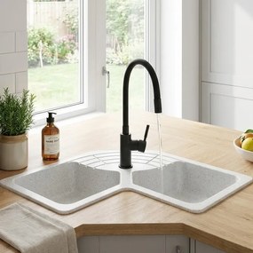 Sanitec Classic 310 (83x83×50) - Γωνιακος Γρανιτένιος νεροχύτης - Granite WHITE