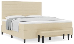 vidaXL Κρεβάτι Σπαστής Στρώσης με Στρώμα & Παγκάκι Κρέμα 180x200 εκ. Ύφασμα