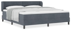 vidaXL Κρεβάτι Box Spring με Στρώμα Σκούρο Γκρι 180x200 εκ. Βελούδο