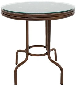 Τραπέζι κήπου Paula Pakoworld μέταλλο-pe rattan καφέ Φ60x60εκ-140-000030-Καφέ 140-000030