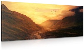 Εικόνα ηλιοβασίλεμα πάνω από το βουνό - 100x50