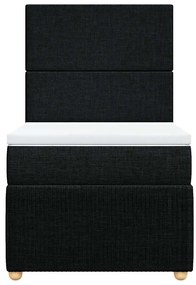 vidaXL Κρεβάτι Boxspring με Στρώμα Μαύρο 90x200 εκ. Υφασμάτινο