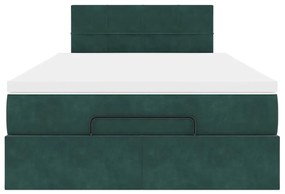 Οθωμανικό κρεβάτι με στρώμα &amp; LEDs Dark Green 120x200cm Velvet 3312617