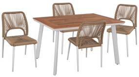 Intrahome ΣΕΤ ΤΡΑΠΕΖΑΡΙΑΣ 5ΤΜΧ ΤΡΑΠΕΖΙ ΛΕΥΚΟ 120x80 ΚΑΙ ΚΑΡΕΚΛΑ ΜΕ ΣΧΟΙΝΙ .01 intraho-0008083