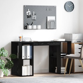 vidaXL Γραφείο με Αποθήκευση με ράφι Μαύρη Οξυά 130 x 50.5 x 75 εκ