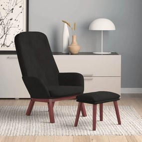 vidaXL Πολυθρόνα Relax με Υποπόδιο Μαύρη Βελούδινη