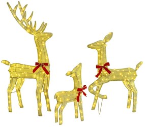 vidaXL Οικογένεια Ελαφιών 3 pcs Θερμό λευκό 68 x 26 x 127 εκ ύφασμα