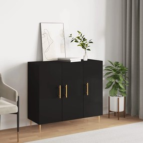 Ντουλάπι Μαύρο 90 x 34 x 80 εκ. από Επεξεργασμένο Ξύλο