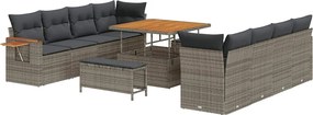 vidaXL Σετ Καναπέ Κήπου με μαξιλάρι 11 pcs Γκρι