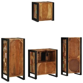 vidaXL Σετ Επίπλων Μπάνιου 4 pcs Πολύχρωμο Στερεό ανακτημένο ξύλο