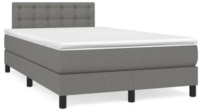 vidaXL Κρεβάτι Boxspring με Στρώμα Σκούρο Γκρι 120x200 εκ. Υφασμάτινο