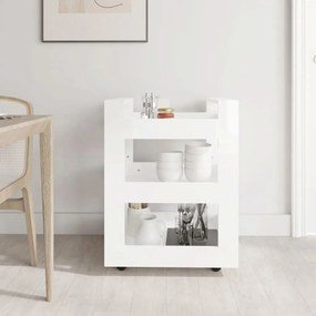 vidaXL Τρόλεϊ Κουζίνας Γυαλ. Λευκό 60x45x80 εκ. από Επεξεργασμένο Ξύλο