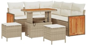 vidaXL Σετ Καναπέ Κήπου με μαξιλάρι 8 pcs Μπεζ και Κρέμα