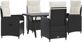 vidaXL Σετ Εξωτερικής Τραπέζης 5 pcs Μαύρο και Κρεμ Λευκό