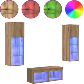 vidaXL Βάσεις τηλεόρασης Επιτοίχιο 4 pcs Μαύρη Οξυά Επεξεργασμένο ξύλο