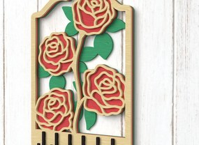 Intra απο ξύλο plywood 3mm-4mm πάχος – Rose Cluster Key Holder Cut Laser Δίασταση  20x20 cm INTRAFABR-112379999