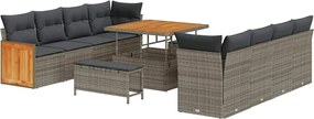 vidaXL Σετ Καναπέ Κήπου με μαξιλάρι 11 pcs Γκρι