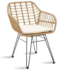 Naoki metal chair black-pe natural 59x57x81 εκ.