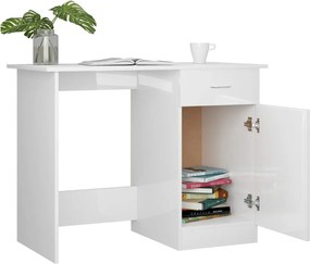 vidaXL Γραφείο Γυαλιστερό Λευκό 100 x 50 x 76 εκ. από Επεξ. Ξύλο