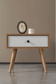 Κομοδίνο Καρυδί / Λευκό ROZOR 55x55x30