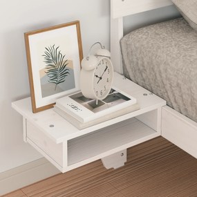 vidaXL Πλαίσιο κρεβατιού με κομοδίνα Λευκό Μασίφ ξύλο πεύκου