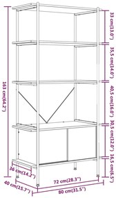 vidaXL Ραφιέρα 5 Επιπέδων με Ντουλάπι 80x40x163 εκ. Ατσάλι/Επεξ. Ξύλο