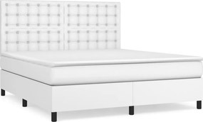 vidaXL Κρεβάτι Boxspring με Στρώμα Λευκό 180x200 εκ. Συνθετικό Δέρμα