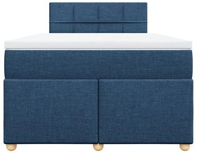 vidaXL Κρεβάτι Boxspring με Στρώμα Μπλε 120x190 εκ. Υφασμάτινο