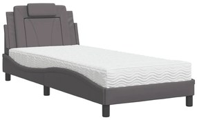 vidaXL Κρεβάτι με Στρώμα Γκρι 80 x 200 εκ. Συνθετικό Δέρμα