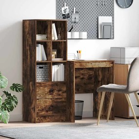 vidaXL Γραφείο με αποθηκευτικό χώρο με συρτάρι 2 pcs Καπνιστό Δρύς