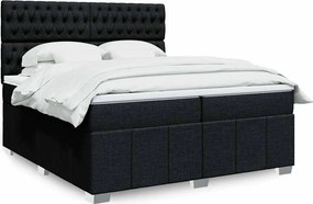 vidaXL Κρεβάτι Boxspring με Στρώμα Μαύρο 200x200 εκ. Υφασμάτινο