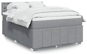 Κρεβάτι Boxspring με Στρώμα Ανοιχτό Γκρι 140x190 εκ. Υφασμάτινο