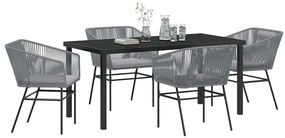 vidaXL Σέτ φαγητού για κήπο 5 pcs Γκρι Πολυ ράταν