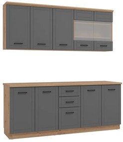 Έτοιμη Σύνθεση Κουζίνας Valencia 200 Artisan - Γκρί Ματ 200x50x218 εκ. 200x50x218 εκ.