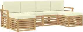 vidaXL Σειρά Καναπέ Εξωτερικού 6 pcs Λευκό και Κρεμ