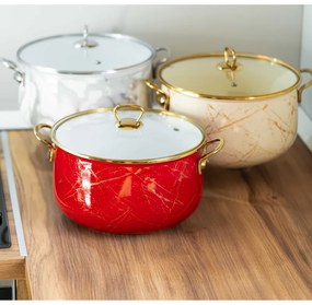 Κατσαρόλα Goldmann GM 8017-24B, 6.2L, 24x15cm, Εμαγιέ, Αντικολλητική επίστρωση, Επαγωγή, Χρυσό/Μάρμαρο