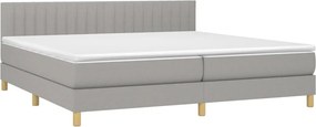 vidaXL Κρεβάτι Boxspring με Στρώμα &amp; LED Αν.Γκρι 200x200εκ. Υφασμάτινο