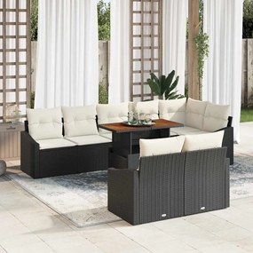 vidaXL Σετ Καναπέ Κήπου 9 pcs Μαύρο, Κρέμα 100 x 55 x 73 εκ