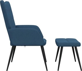 vidaXL Πολυθρόνα Relax Μπλε Υφασμάτινη με Σκαμπό