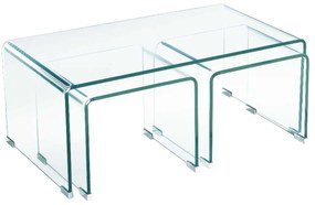 Τραπέζι γυαλί Glasser Clear (+2 Βοηθ) γυαλί 12mm 90x50x38cm