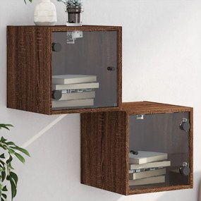 vidaXL Bedside Cabinet 2 τμχ. Brown Oak 13.8x14.6x13.8 in
