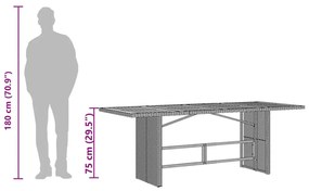 Τραπέζι Κήπου με Γυάλινη Επιφάνεια Γκρι 190x80x75 εκ Ρατάν - Γκρι