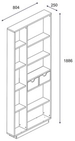 ΒΙΒΛΙΟΘΗΚΗ ΜΕ ΣΥΡΤΑΡΙΑ DAKIN PAKOWORLD ΣΕ OAK ΑΠΟΧΡΩΣΗ 80X25X190ΕΚ