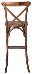 Σκαμπώ Bar DESTINY Καρυδί/Κάθισμα Rattan 45x48x110cm