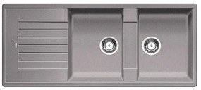 Blanco Zia 8 S Alu Metallic SILGRANIT™ PuraDur™ Γρανιτένιος Νεροχύτης Ένθετος Αντιστρεφόμενος με 2 Γούρνες και Ποδιά 116x50cm
