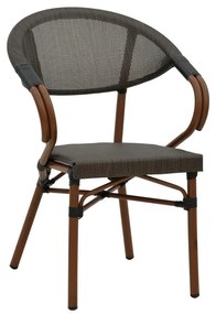 Armchair Isaia dark brown aluminum-textilene black 57x57x83cm 57x57x83 εκ.